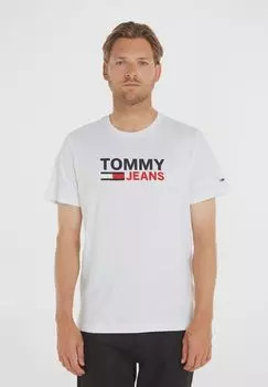 Футболка, круглый вырез, с логотипом, мужская TOMMY Jeans, цвет Ybr White