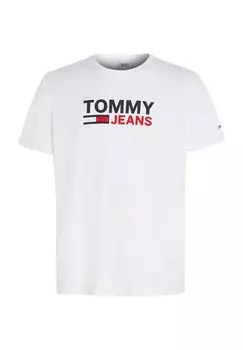 Футболка, круглый вырез, с логотипом, мужская TOMMY Jeans, цвет Ybr White