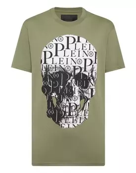 Футболка Круглый вырез SS Принт Череп Philipp Plein, цвет Military