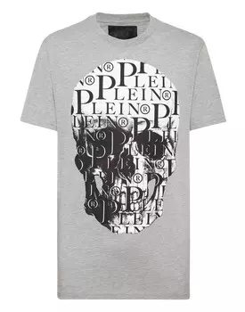 Футболка Круглый вырез SS Принт Череп Philipp Plein, серый