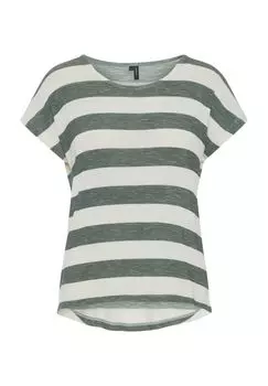 Футболка, круглый вырез, в полоску, женская VERO MODA, цвет Laurel