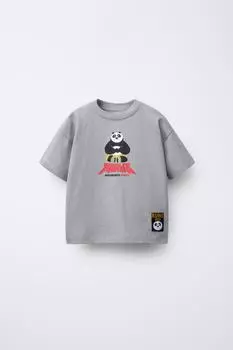 Футболка kung fu panda dreamworks animation ZARA, цвет Mid-grey