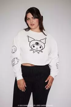 Футболка Kuromi с длинными рукавами больших размеров Forever 21, кремовый