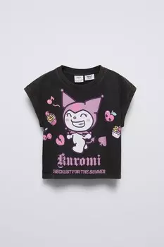 Футболка kuromi sanrio ZARA, антрацитово-серый
