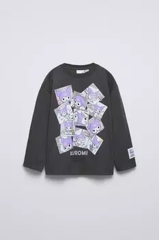 Футболка kuromi sanrio ZARA, антрацитово-серый