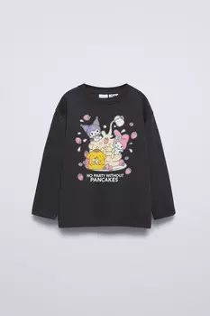 Футболка куроми санрио ZARA, антрацитово-серый