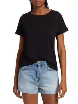 Футболка L'AGENCE Shawn с манжетами на рукавах, черный