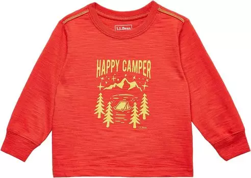 Футболка L.L.Bean Graphic Tee II Long Sleeve, цвет Orange Red Happy Camper