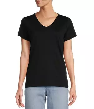 Футболка L.L.Bean с V-образным вырезом и короткими рукавами, черный