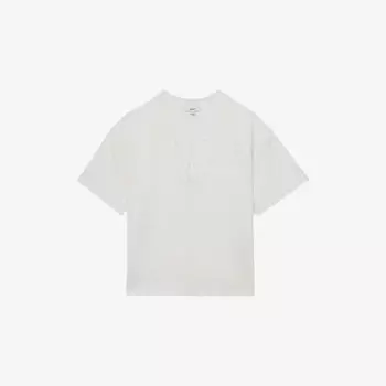 Футболка льняная Reiss Ember с V-образным вырезом, белый