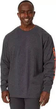 Футболка L/S с фирменным логотипом на рукавах Carhartt, цвет Carbon Heather