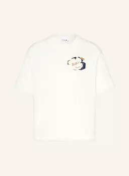 Футболка LACOSTE, белый/темно-синий/светло-коричневый