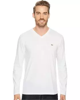 Футболка Lacoste Long Sleeve Pima Jersey V-Neck, белый