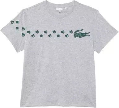 Футболка Lacoste Short Sleeve Paw Print Graphic Tee Shirt, цвет Silver Grey Chine