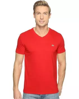 Футболка Lacoste Short Sleeve Pima Jersey V-Neck, красный