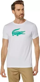 Футболка Lacoste Short Sleeve Solid Color Crocodile Logo Tee, цвет White/Greenfinch