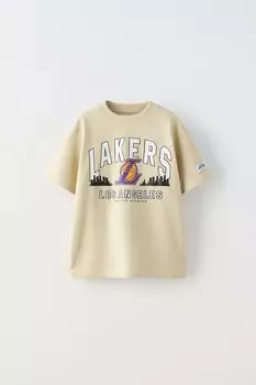 Футболка lakers nba ZARA, светло-бежевый