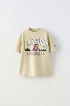 Футболка lakers nba ZARA, светло-бежевый