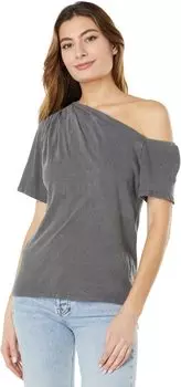 Футболка LAmade Sylvie Off-the-Shoulder Tee in Cotton Linen Jersey, цвет Petrol