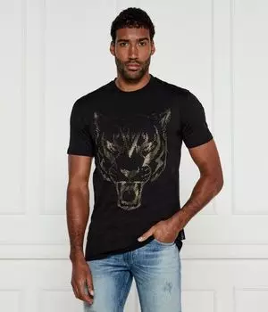 Футболка ламина тигр Loose fit Plein Sport, черный
