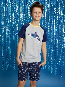 Футболка lamino, цвет Grau/Dunkelblau