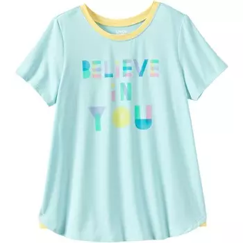 Футболка Lands' End Active для девочек 2–20 лет в цветах Regular и Plus, цвет Aqua Ice Believe You