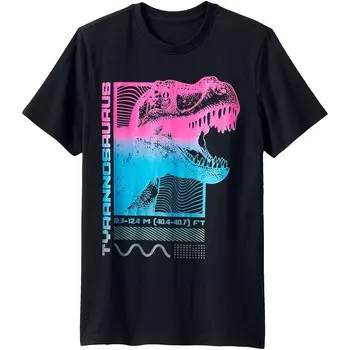 Футболка Lands' End Quirky с короткими рукавами и рисунком для мальчиков от 2 до 20 лет в цвете Regular и Husky, цвет Black Dino