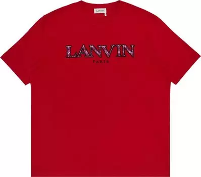 Футболка Lanvin Curb Embroidered T-Shirt 'Lipstick', красный