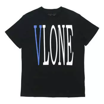 Футболка large logo round neck short sleeve t-shirt 'black blue' Vlone, черный