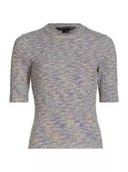 Футболка Larke с мелким принтом в рубчик Veronica Beard, разноцветный