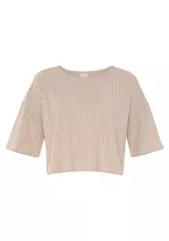Футболка LASCANA 3/4 Arm, цвет sand-melange
