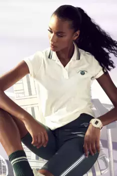 Футболка LASCANA ACTIVE, с планкой на пуговицах, кремовый