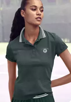 Футболка LASCANA ACTIVE, с планкой на пуговицах, зеленый