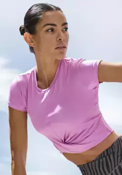 Футболка LASCANA ACTIVE "- спортивная рубашка ", с запахом, фиолетовый