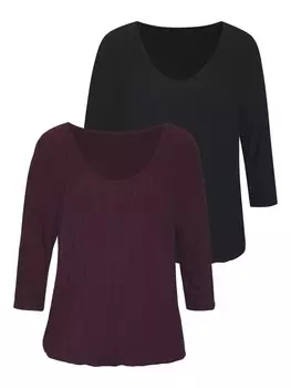 Футболка LASCANA, цвет aubergine, schwarz