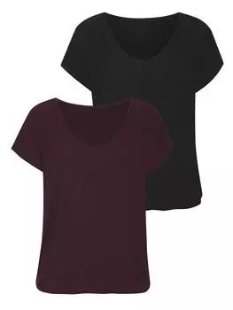 Футболка LASCANA, цвет aubergine, schwarz