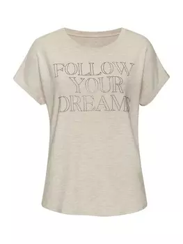 Футболка LASCANA, цвет beige meliert