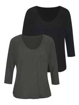 Футболка LASCANA, цвет graugrn, schwarz