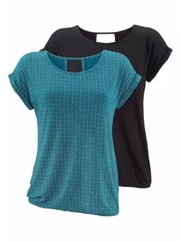 Футболка LASCANA, цвет petrol/gemustert, schwarz