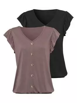 Футболка LASCANA, цвет taupe, schwarz