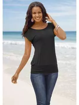 Футболка LASCANA, цвет taupe, schwarz