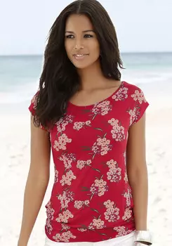 Футболка LASCANA Long, красный