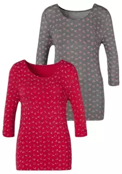 Футболка LASCANA с небольшим вырезом на рукаве, красный