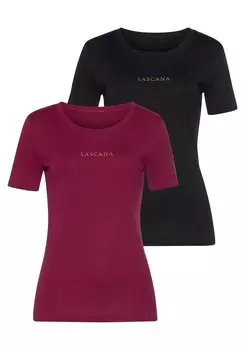 Футболка LASCANA Shirt, цвет blood red/black
