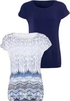 Футболка LASCANA со сложной обработкой рукавов, синий