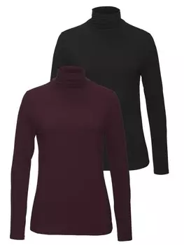 Футболка LASCANA Stehkragenshirt, цвет aubergine, schwarz