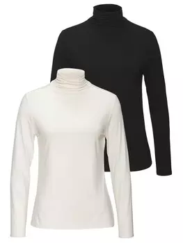 Футболка LASCANA Stehkragenshirt, цвет creme, schwarz