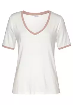 Футболка LASCANA V, кремовый