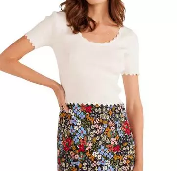 Футболка Laura Scallop Knit цвета слоновой кости MINKPINK