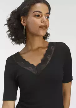 Футболка Laura Scott с нежным кружевом, черный
